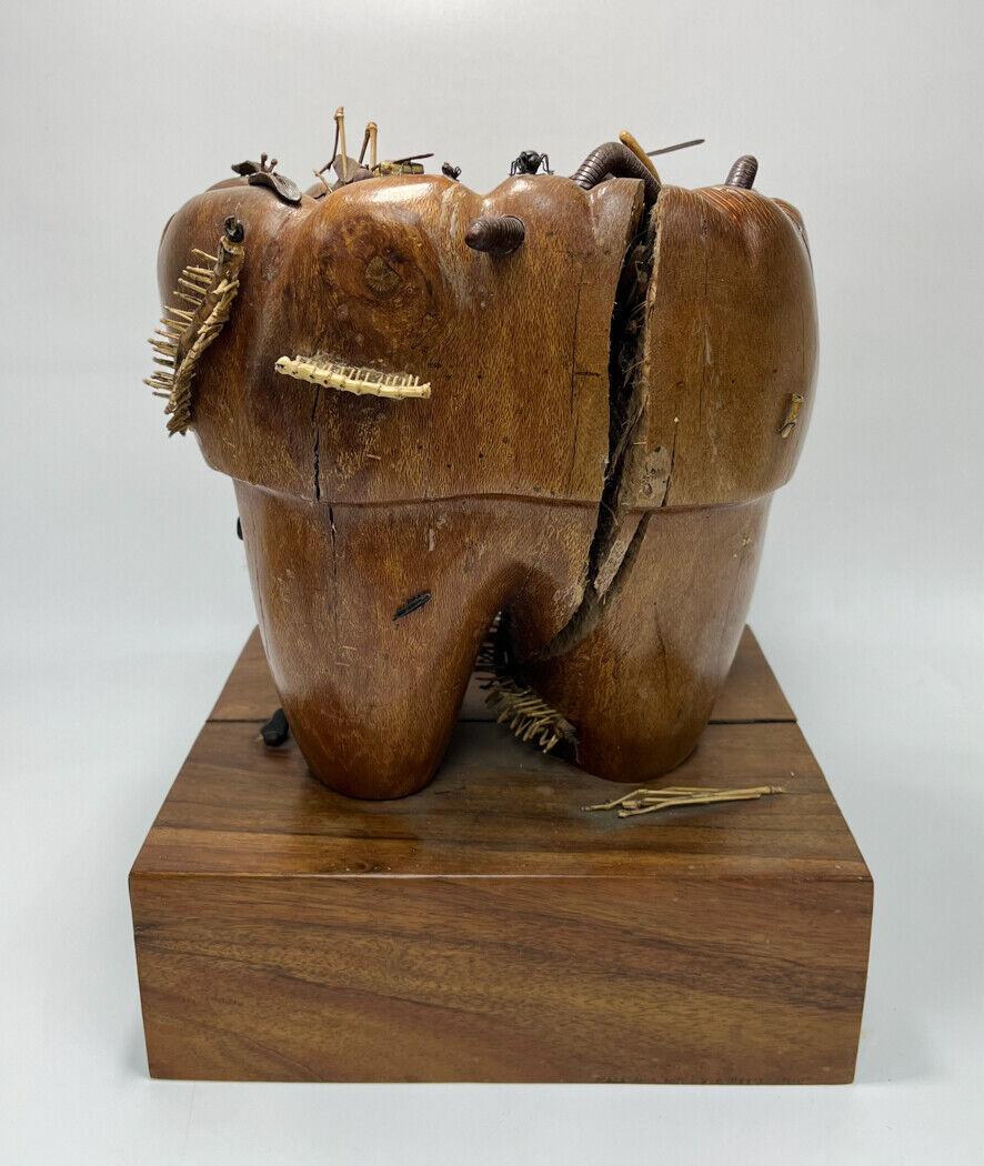 Perry Policicchio Carved Koa Wood Decaying Tooth Sculpture For Sale 1