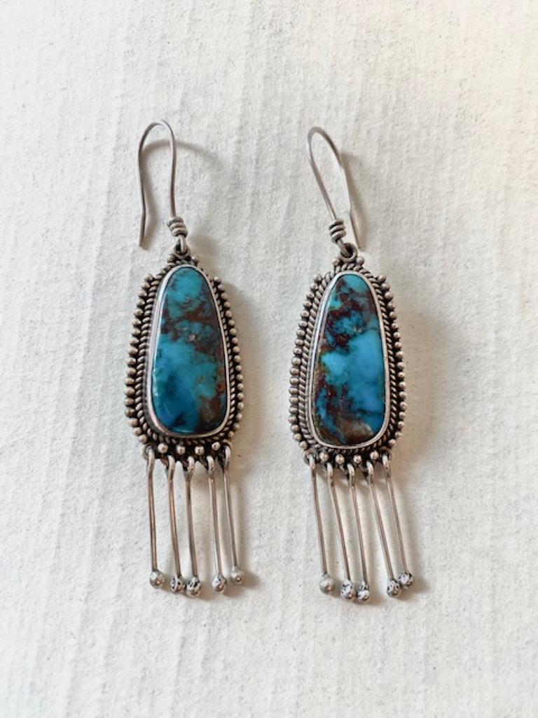 Details about   Turquoise & Sterling Silver Earrings Lee Shorty 