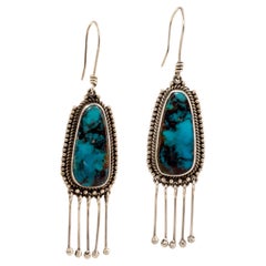 Perry Shorty Bisbee Turquoise and Sterling Silver Earrings