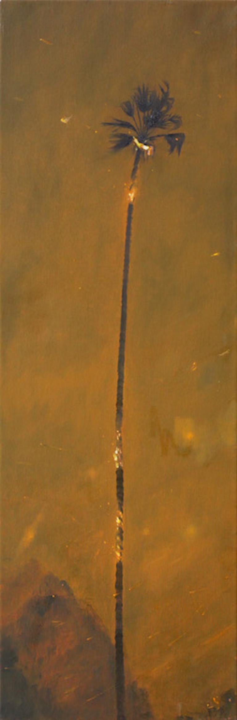 Landscape Painting Perry Vàsquez - Peinture contemporaine conceptuelle de palmier, « Palmier brûlé ».