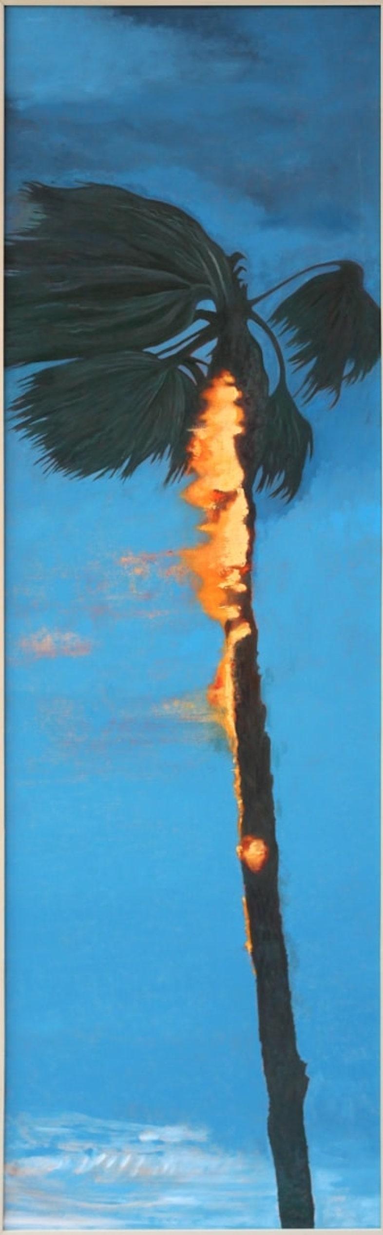 Perry Vàsquez Landscape Painting – Realistisches Ölgemälde eines Palmenbaums, "Landschaft 2",