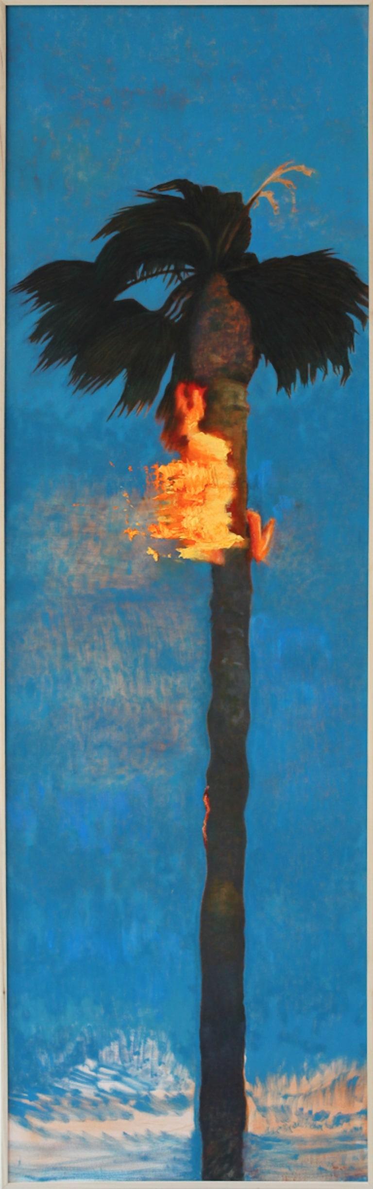Perry Vàsquez Landscape Painting – Realistisches Ölgemälde einer Palme, "Landschaft 1"