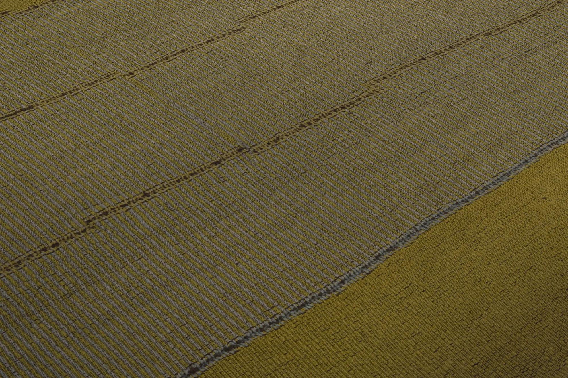 Wool Persain Area Rug - Flat Weave - Olive Green For Sale