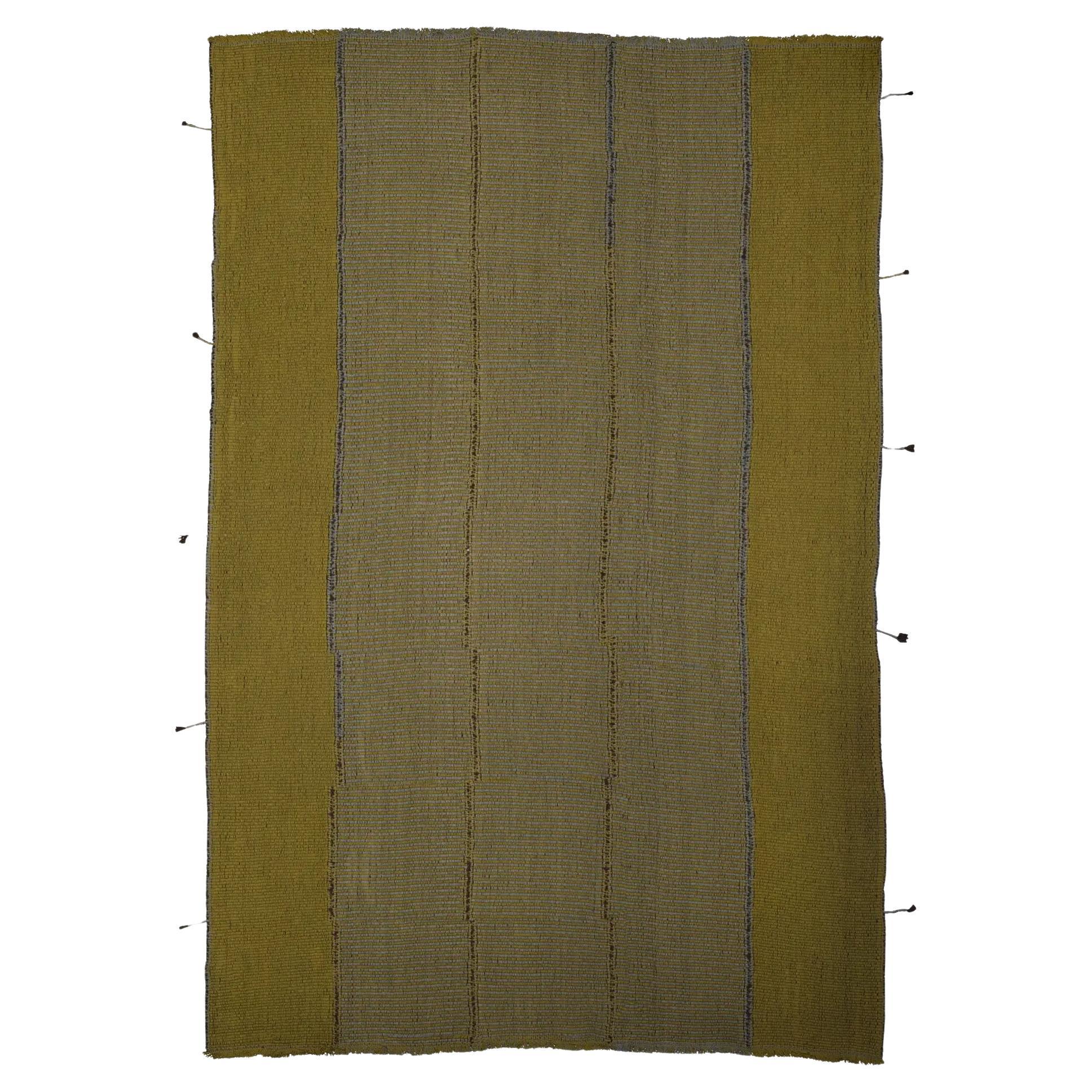 Persain Area Rug - Flat Weave - Olive Green For Sale