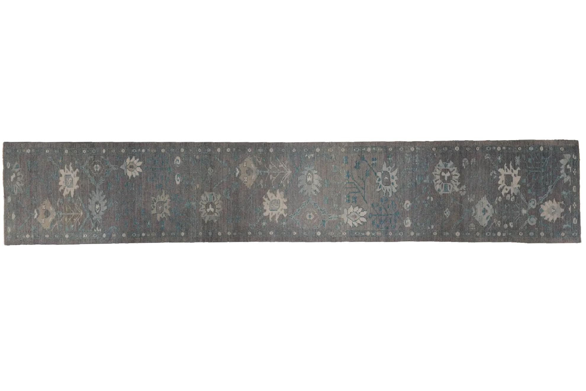 Wool Persain Runner Rug (39 x 216) - Oushak Design For Sale