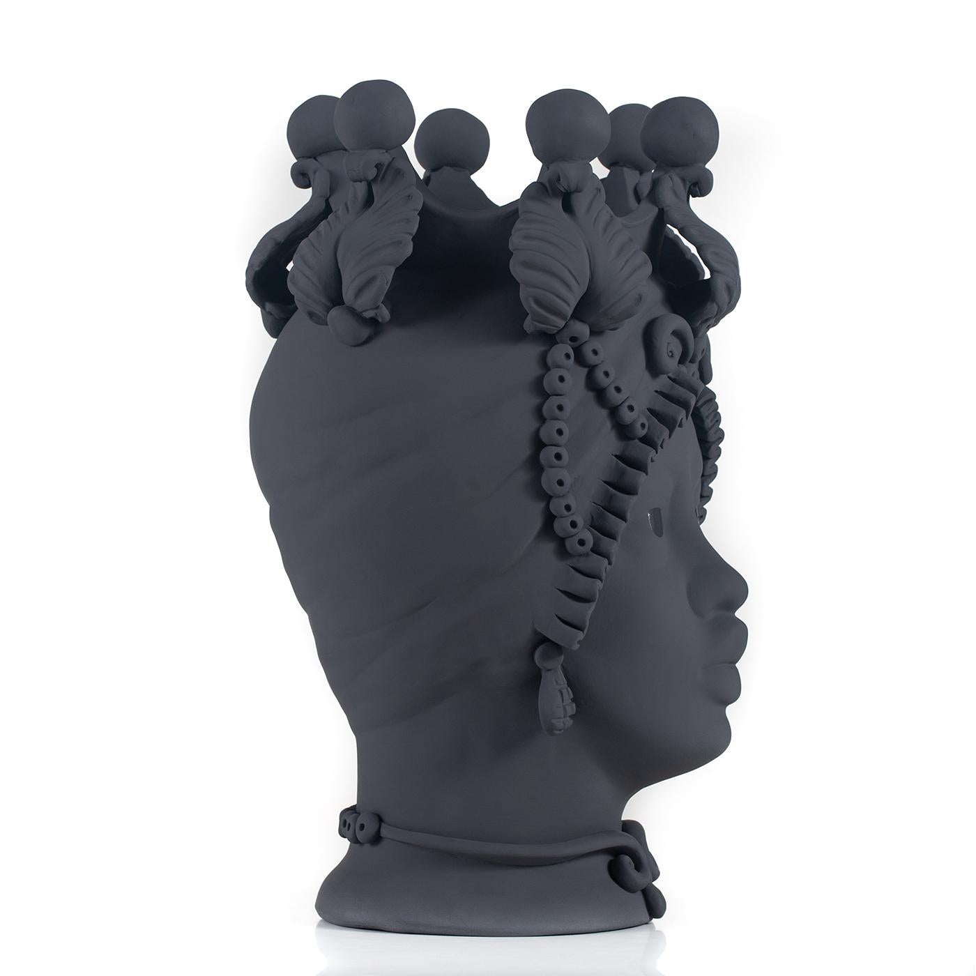 Inspired by Greek mythology, this magnificent range of vases is entirely crafted by hand as in Sicilian tradition. The exquisite Persefone Vase features a matt gray finish and will make a delightful addition to any area in the home or garden,