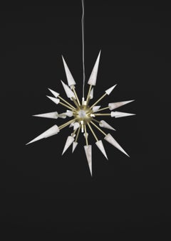 Perseo 100 Pendelleuchte aus gebürstetem Messing und Metall von Alabastro Italiano