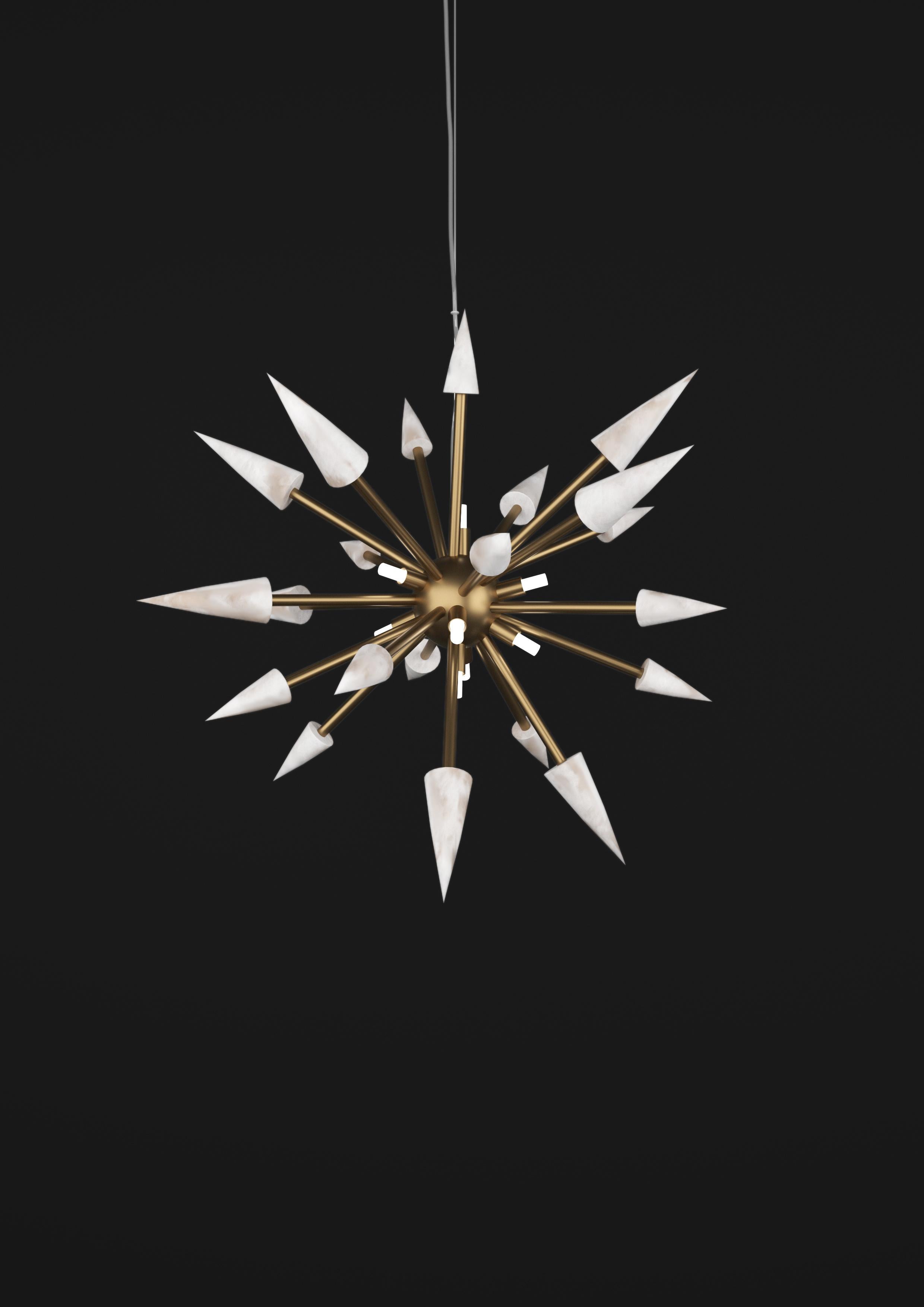 Perseo 50 Bronze Pendant Lamp by Alabastro Italiano
Dimensions: Ø 50 x H 300 cm.
Materials: White alabaster and bronze.

Available in different finishes: Shiny Silver, Bronze, Brushed Brass, Ruggine of Florence, Brushed Burnished, Shiny Gold,