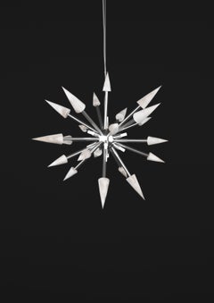 Perseo 50 Shiny Silver Metal Pendant Lamp by Alabastro Italiano