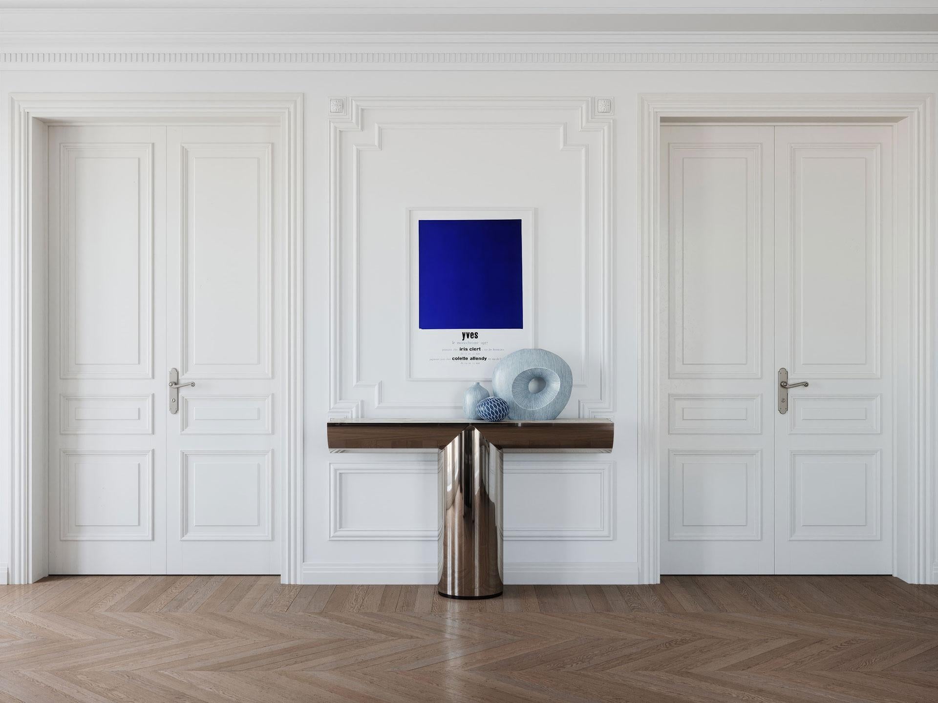 Polished Stainless Steel Console with Marble Top Insert by Ultramobili im Angebot 3