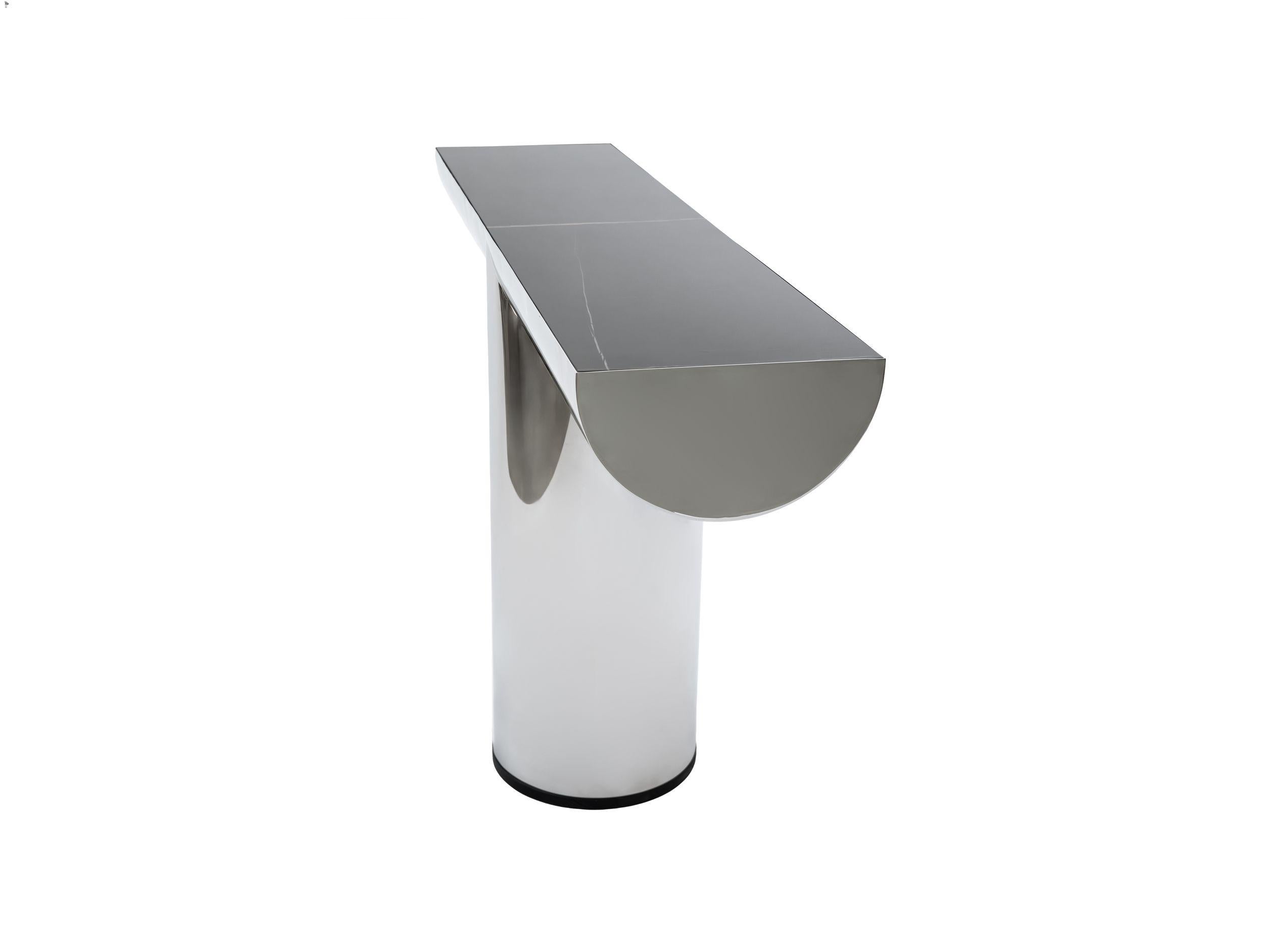 Polished Stainless Steel Console with Marble Top Insert by Ultramobili (Postmoderne) im Angebot
