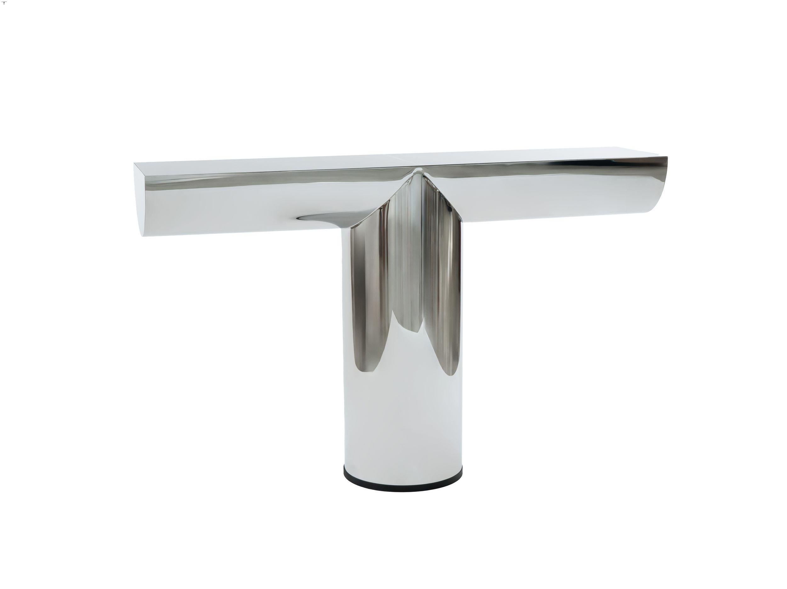 Polished Stainless Steel Console with Marble Top Insert by Ultramobili (Italienisch) im Angebot