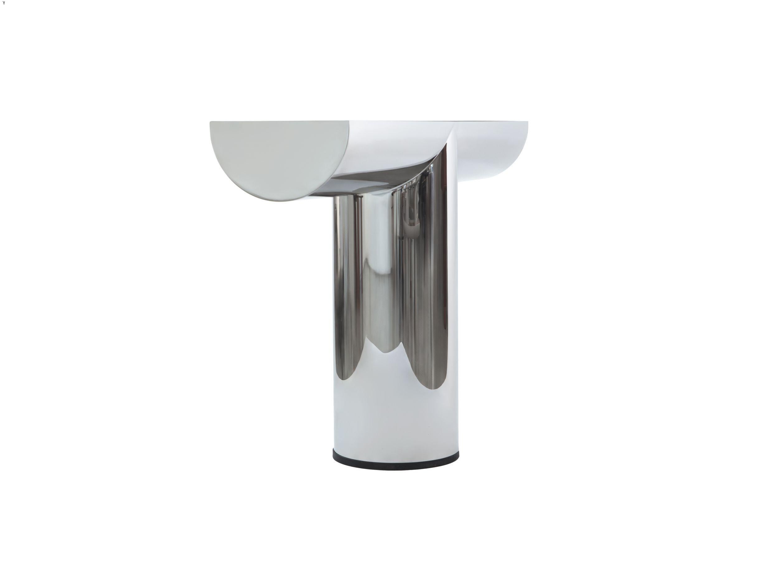 Polished Stainless Steel Console with Marble Top Insert by Ultramobili im Zustand „Neu“ im Angebot in Geneve, CH