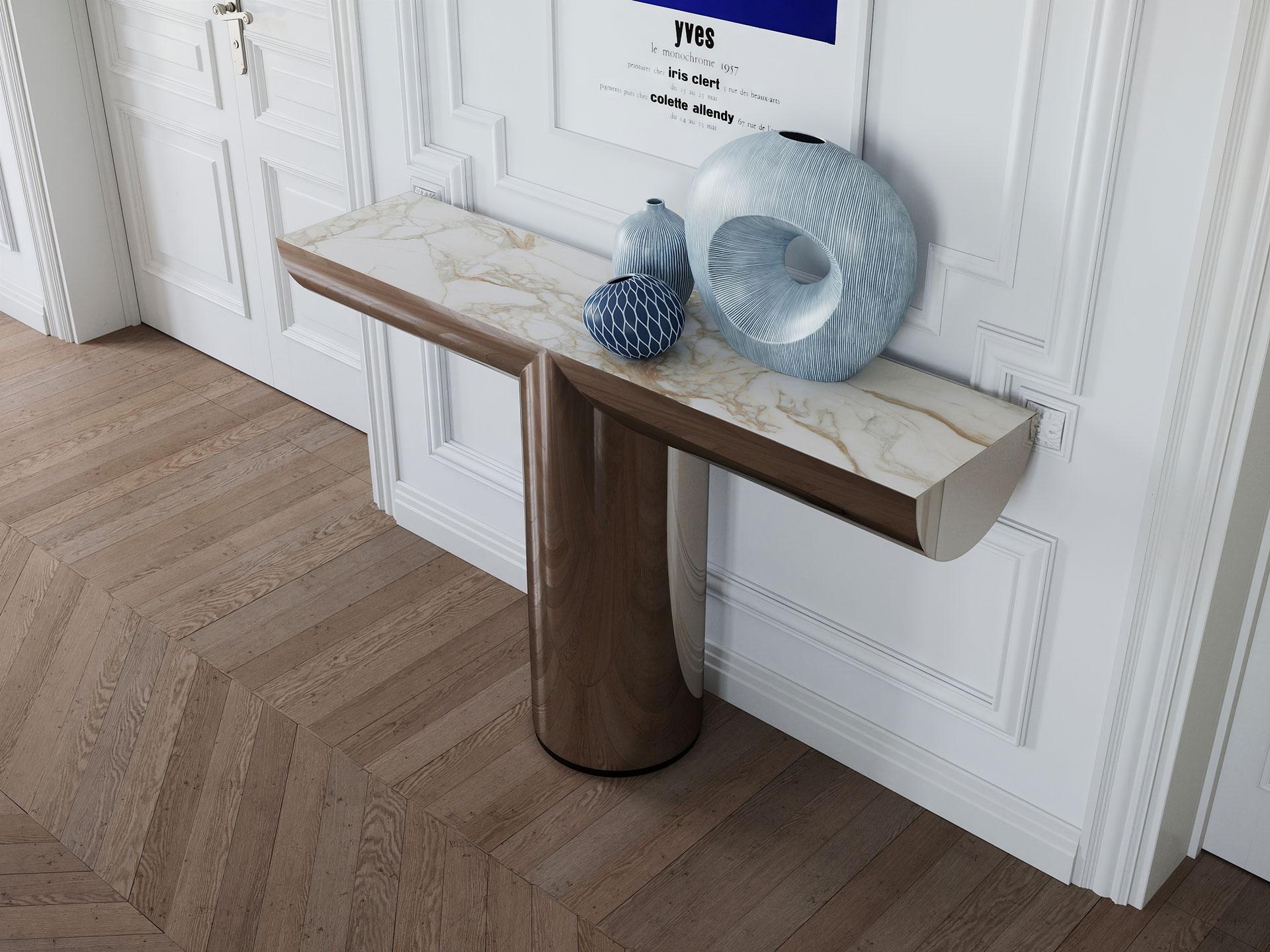 Polished Stainless Steel Console with Marble Top Insert by Ultramobili im Angebot 2