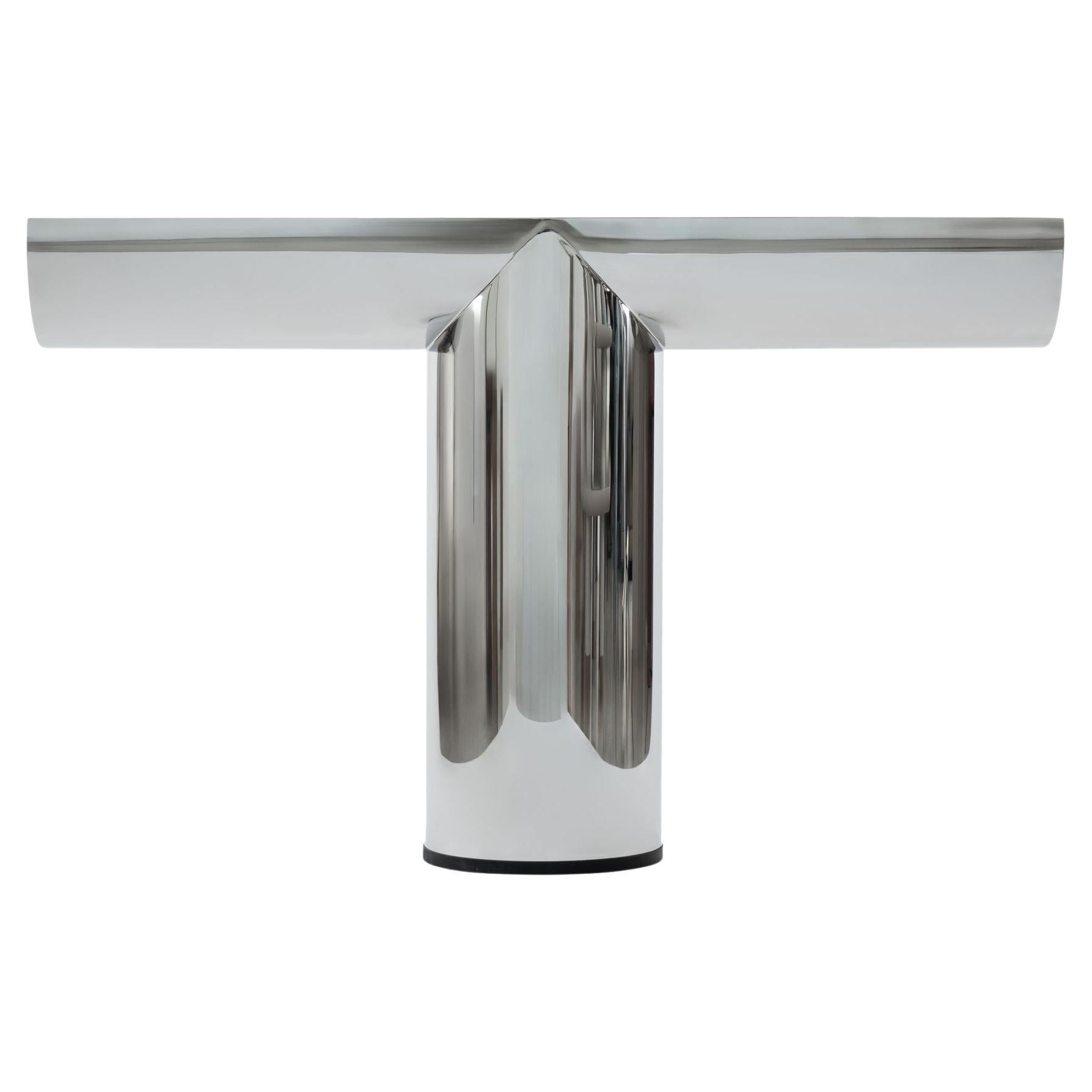 Polished Stainless Steel Console with Marble Top Insert by Ultramobili im Angebot