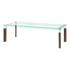 Table de salle à manger Perseo en verre& en bois:: conçue par Paolo Grasselli:: Made in Italy