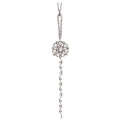 Persephone 14 Karat White Gold Rose Cut Diamond Floral Pendant Necklace