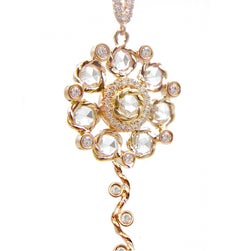 Persephone 18K Gold Rose Cut Diamond Floral Pendant Necklace