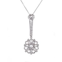Persephone 14 Karat White Gold Rose Cut Diamond Floral Pendant Necklace