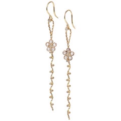Persephone 18K Rose-Cut Diamond Flower & Vine Detachable Dangle Earrings
