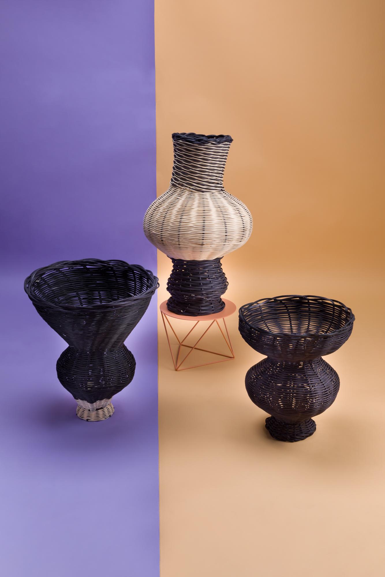 Modern Persephone Vase Woven in Noir by Studio Herron