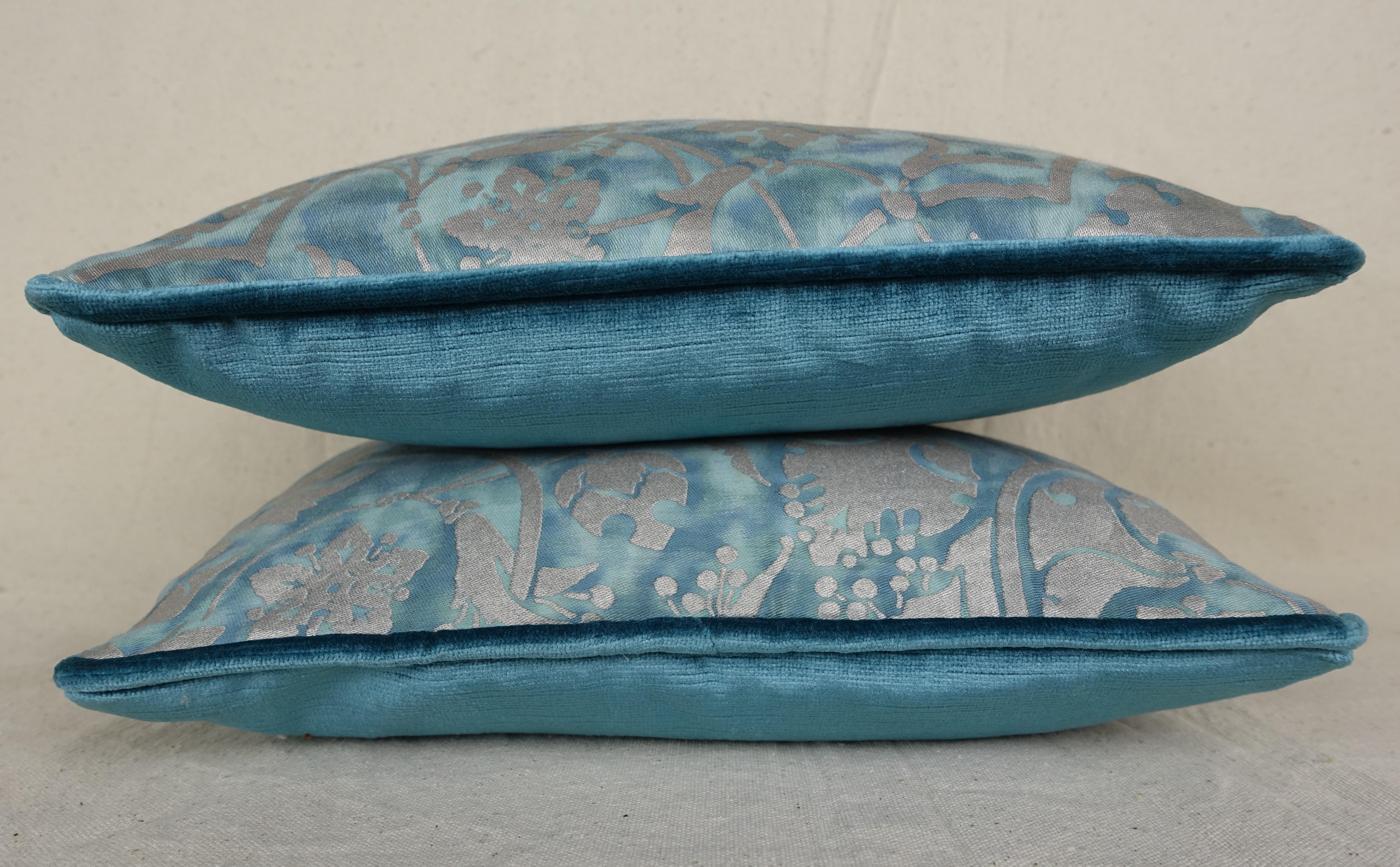 Rococo Persepolis Patterned Blue Fortuny Pillows, Pair