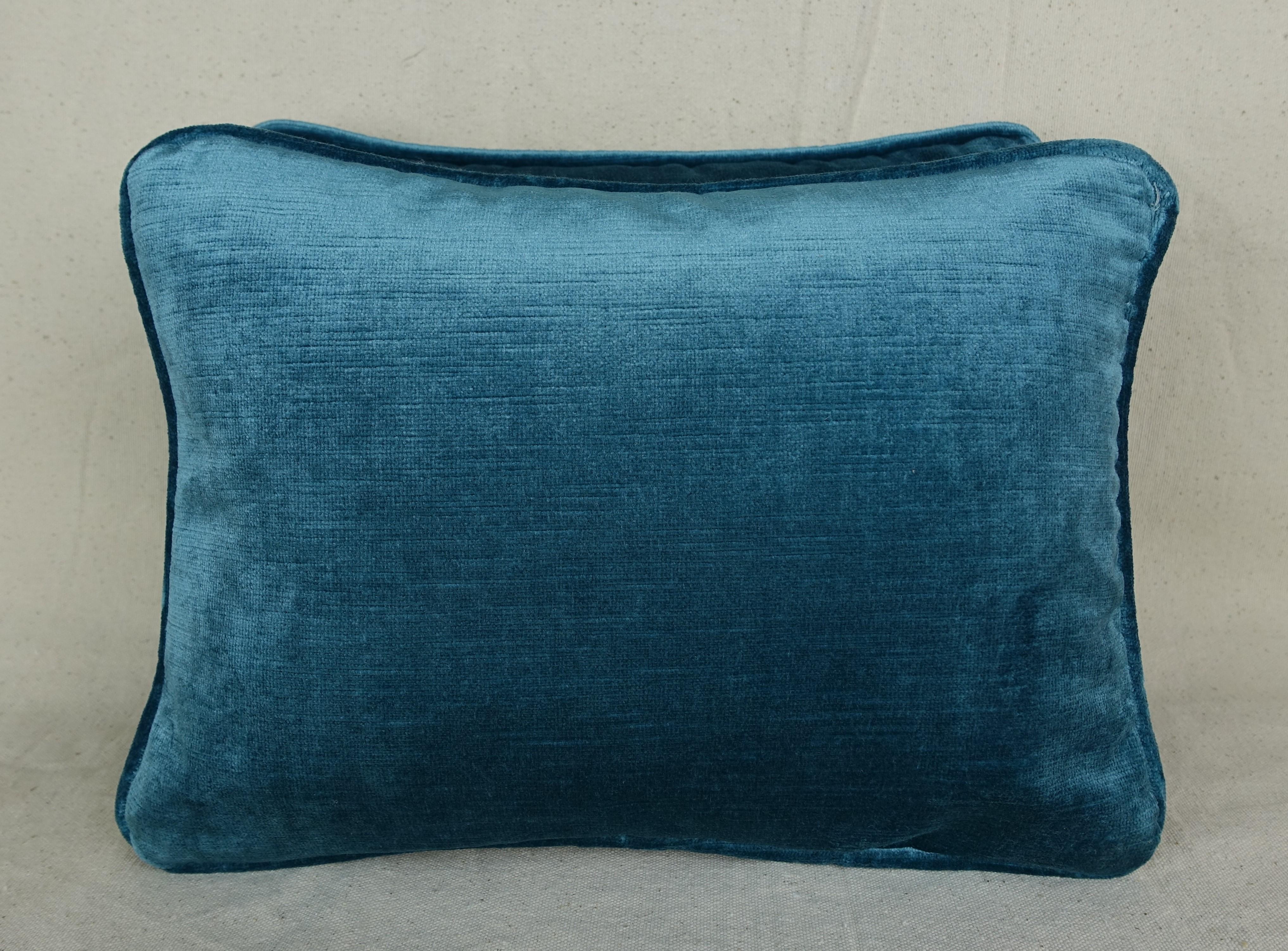 Italian Persepolis Patterned Blue Fortuny Pillows, Pair