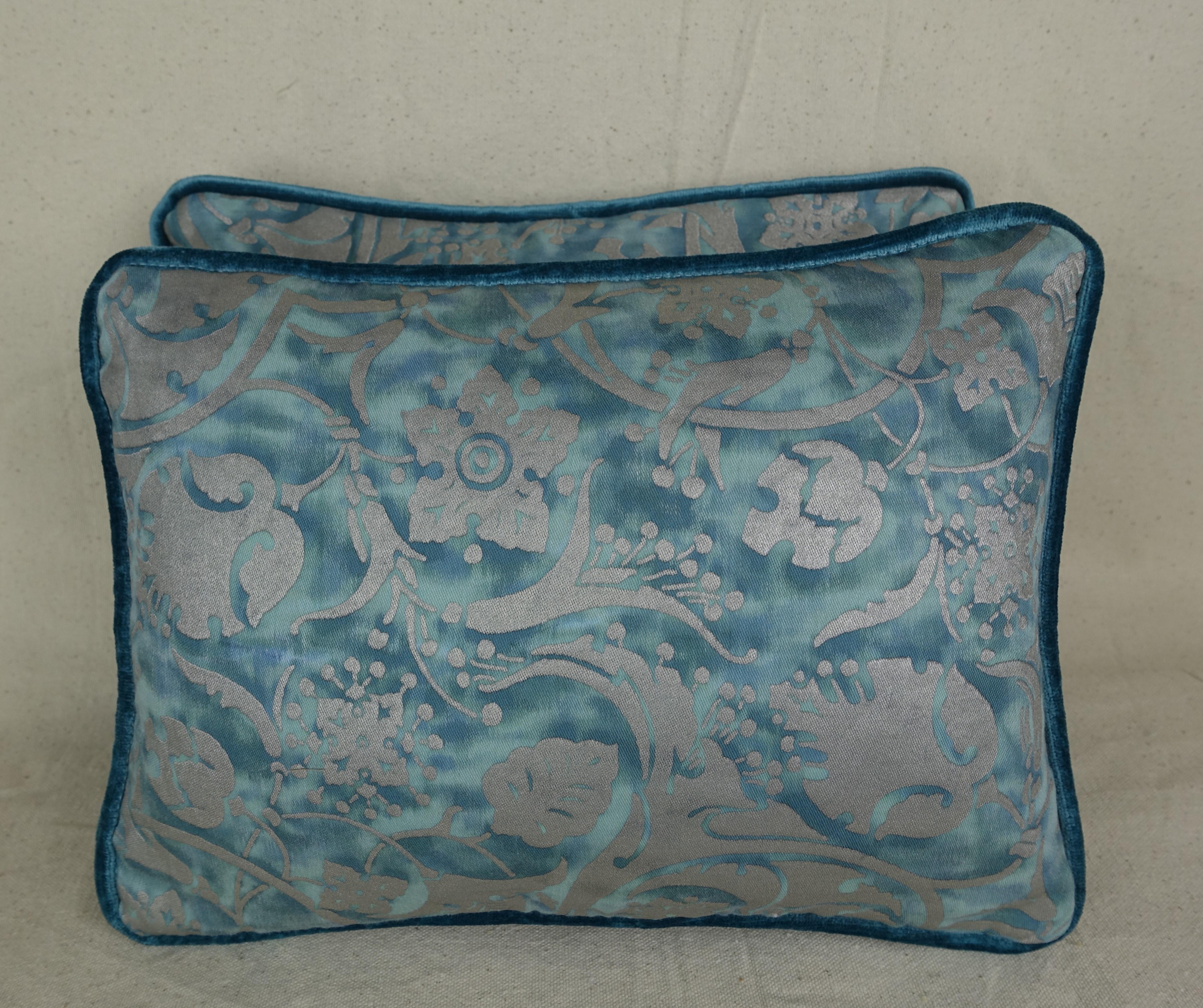 Persepolis Patterned Blue Fortuny Pillows, Pair In Excellent Condition In Los Angeles, CA