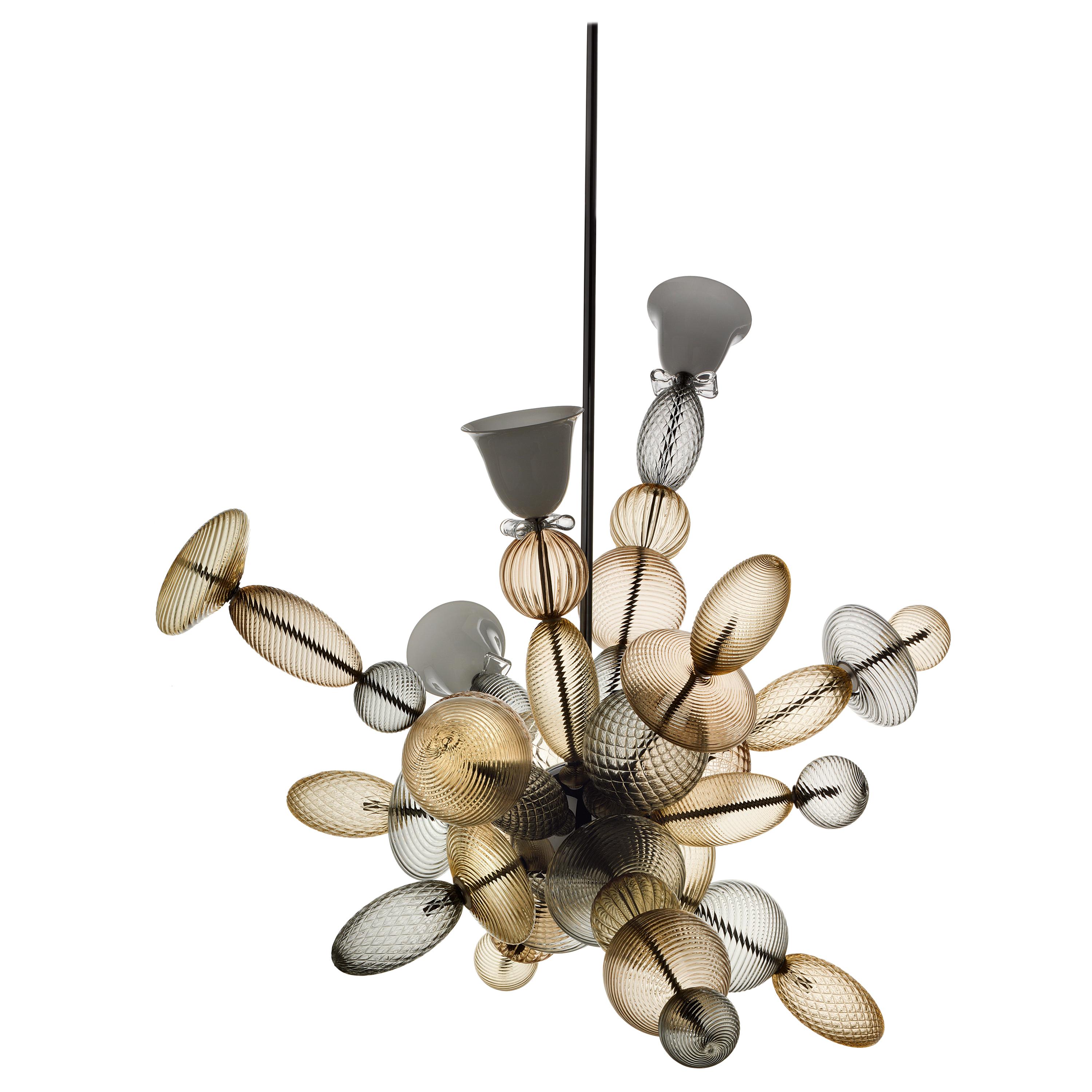 Multi (Crystal / Grey / Brown / Cognac / White_WP) Perseus 7265 Suspension Lamp in Glass, by Marcel Wanders