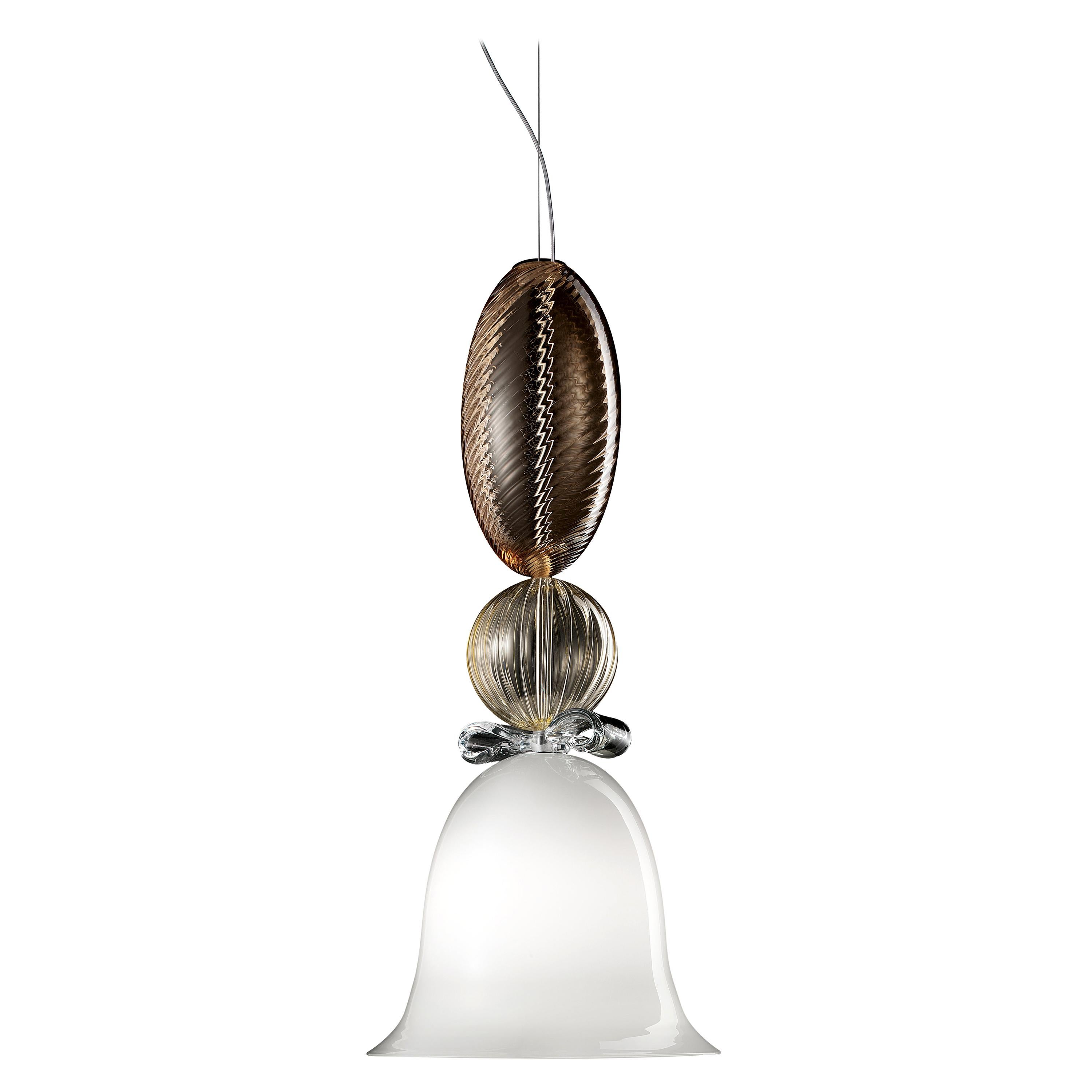 Multi (White / Crystal / Cognac / Brown_WS) Perseus 7311 Suspension Lamp in Glass, by Marcel Wanders