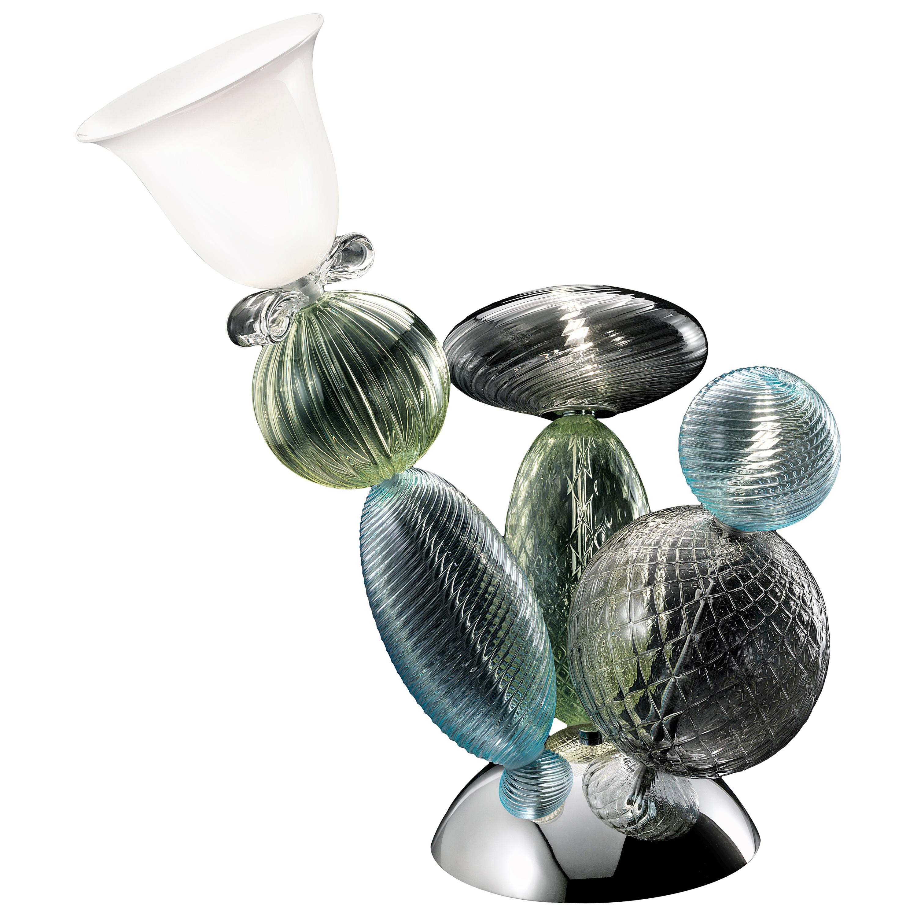 Multi (Crystal / Liquid Citron / Aquamarine / Grey / White_WZ) Perseus 7314 Table Lamp in Glass, by Marcel Wanders