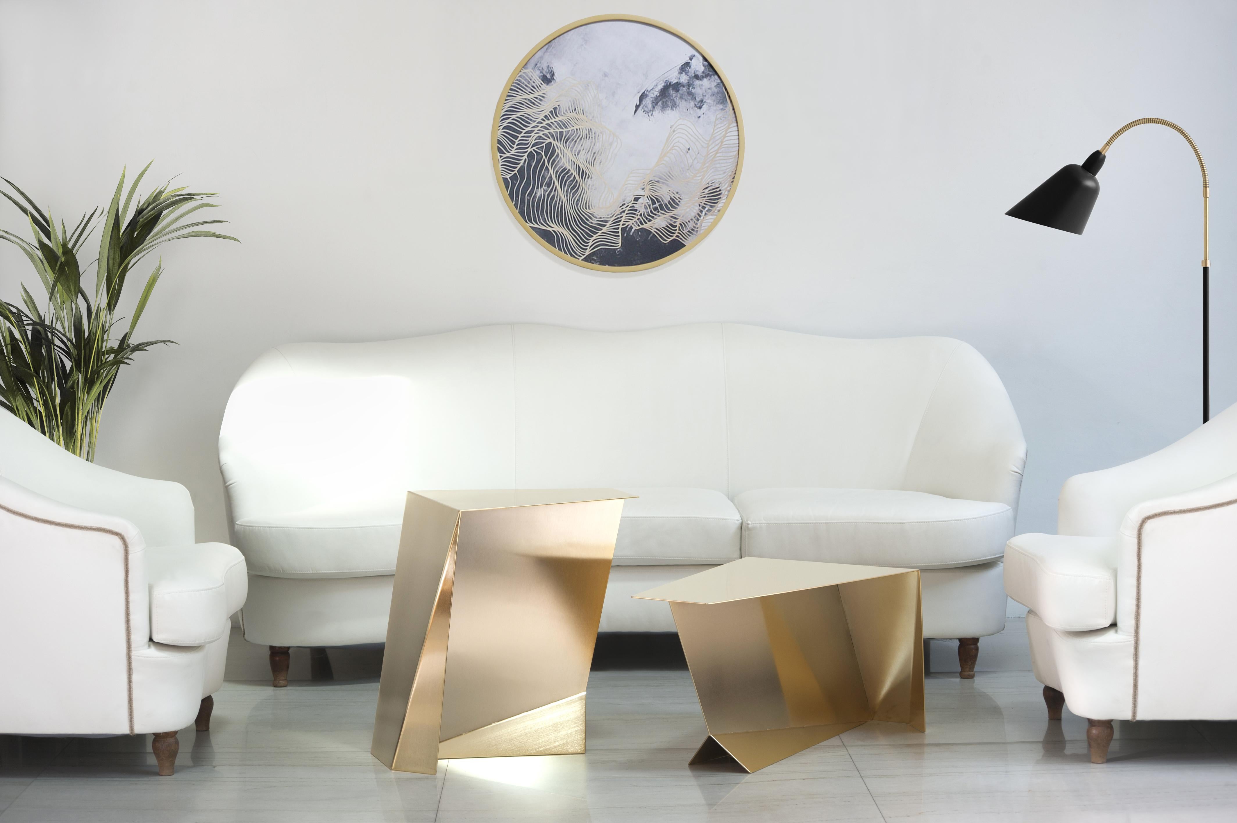 Perseus, Contemporary side table, Golden stainless steel 1