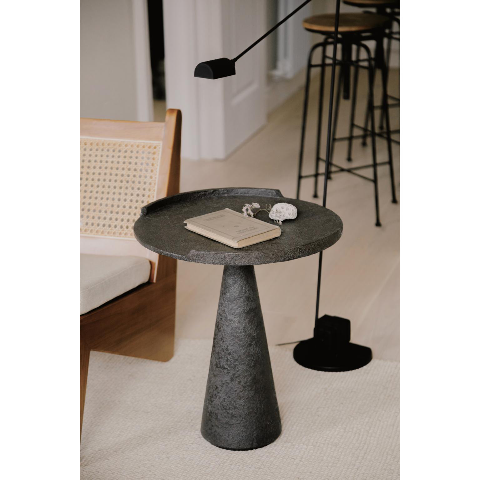 Perseus Side Table in Cast Bronze With Custom Hammered Patina by OZA Design For Sale 1