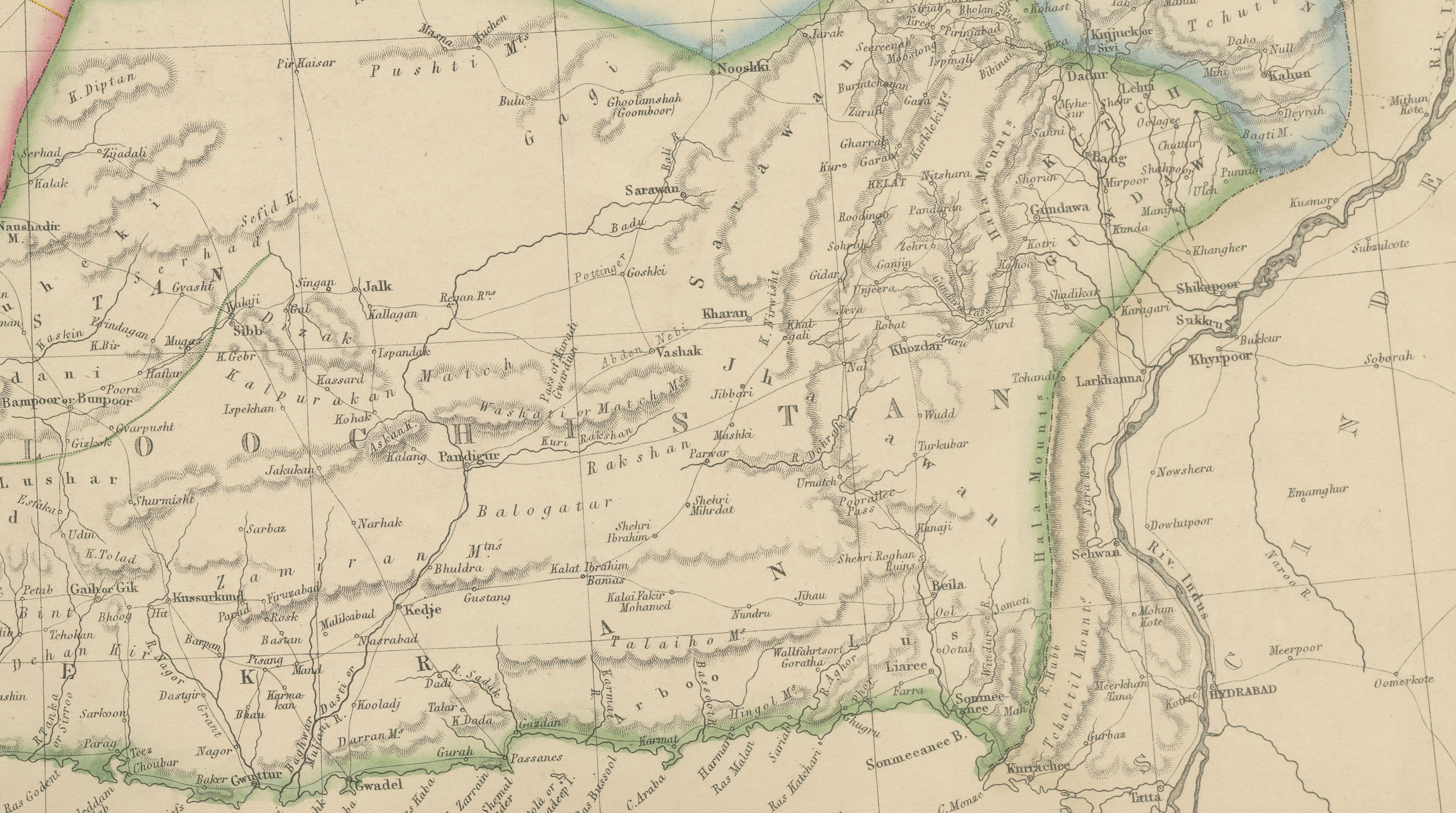 Persia, Afghanistan and Beloochistan, Antique Map of Iran Region, Blackie 1860