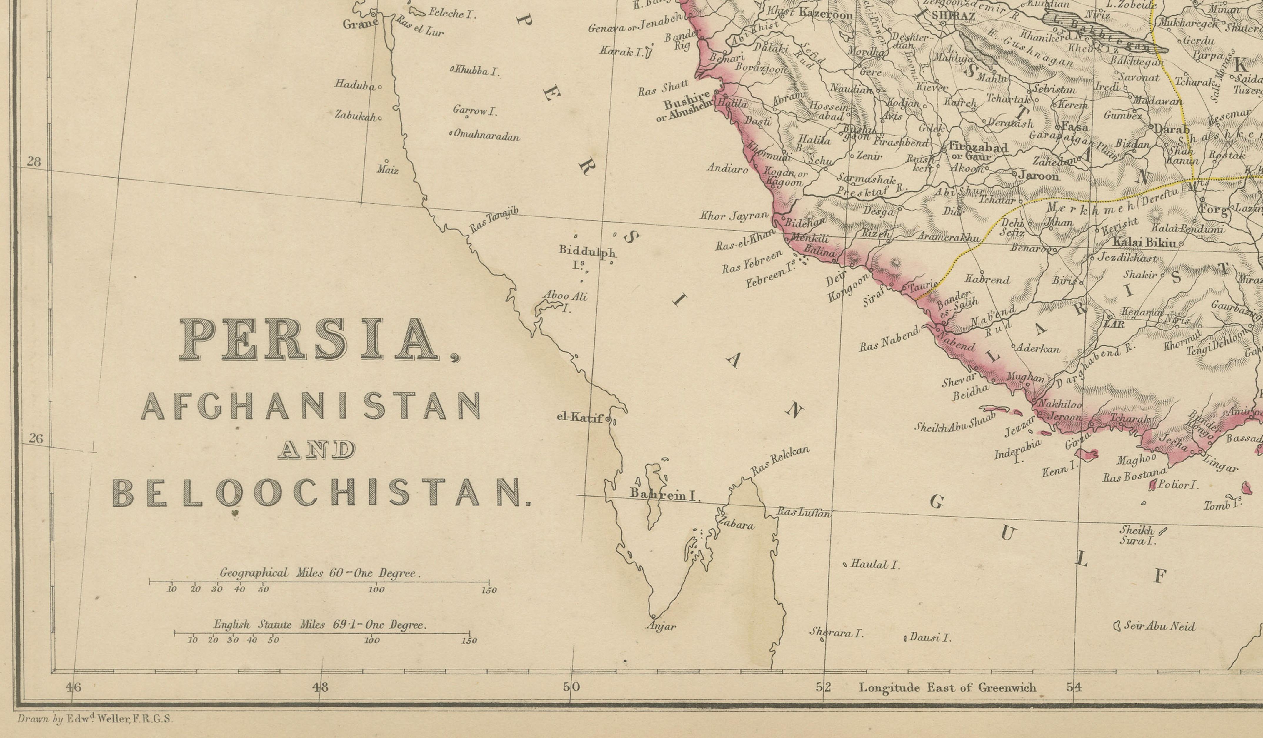Persia, Afghanistan and Beloochistan, Antique Map of Iran Region, Blackie 1860