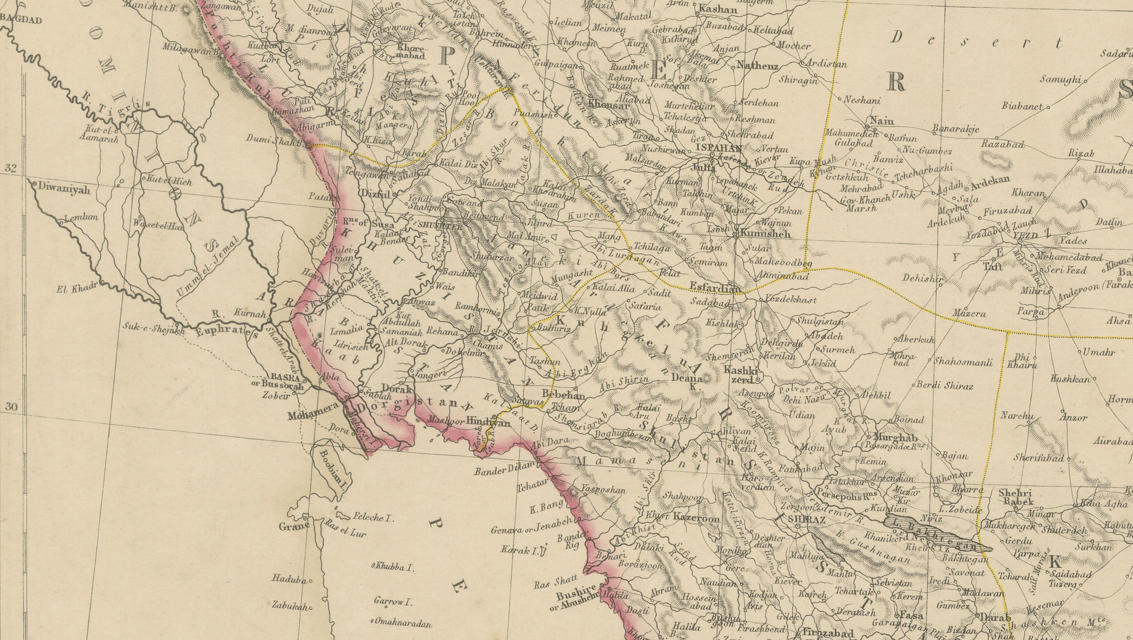 Persia, Afghanistan and Beloochistan, Antique Map of Iran Region, Blackie 1860