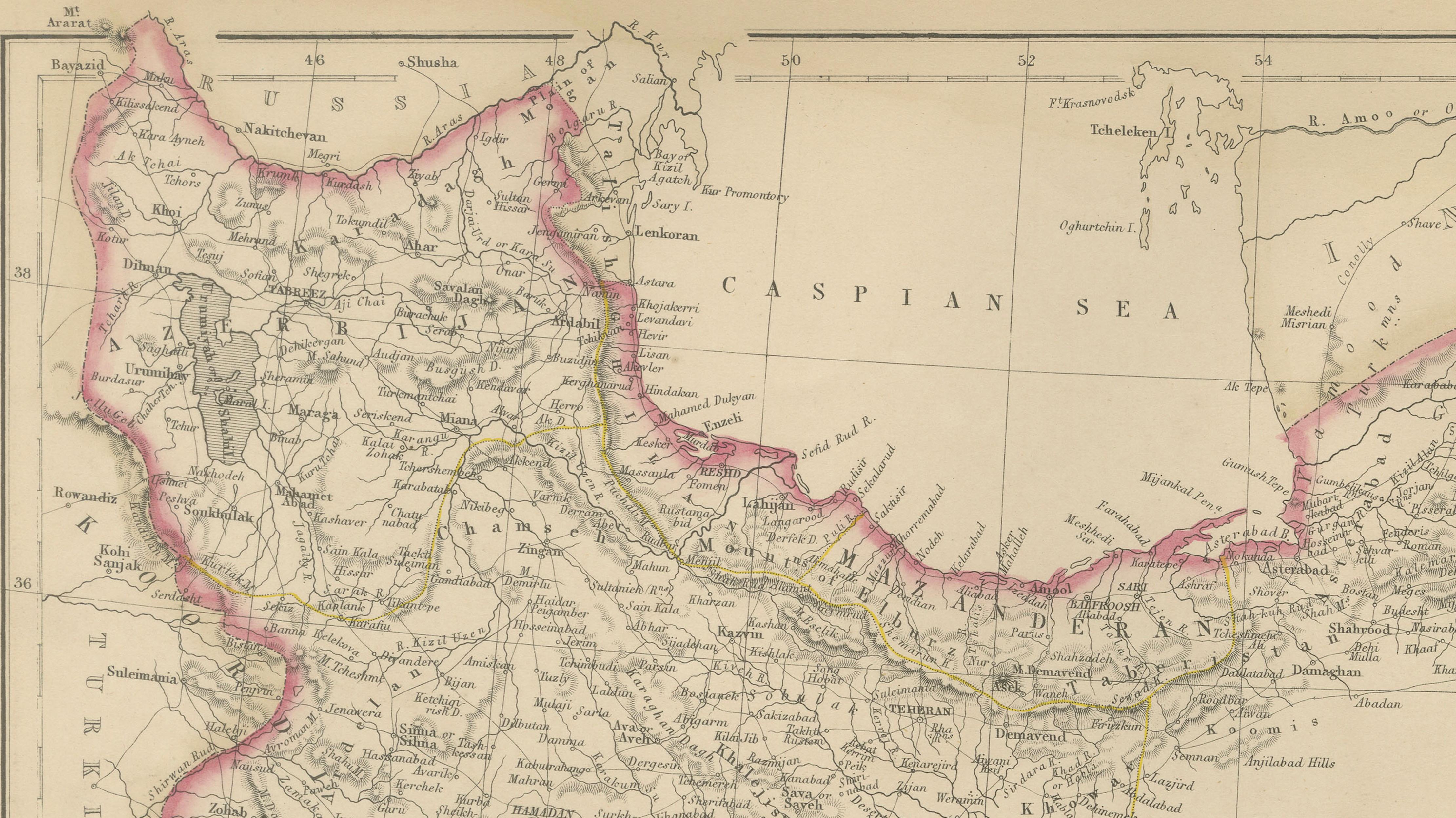 Persia, Afghanistan and Beloochistan, Antique Map of Iran Region, Blackie 1860