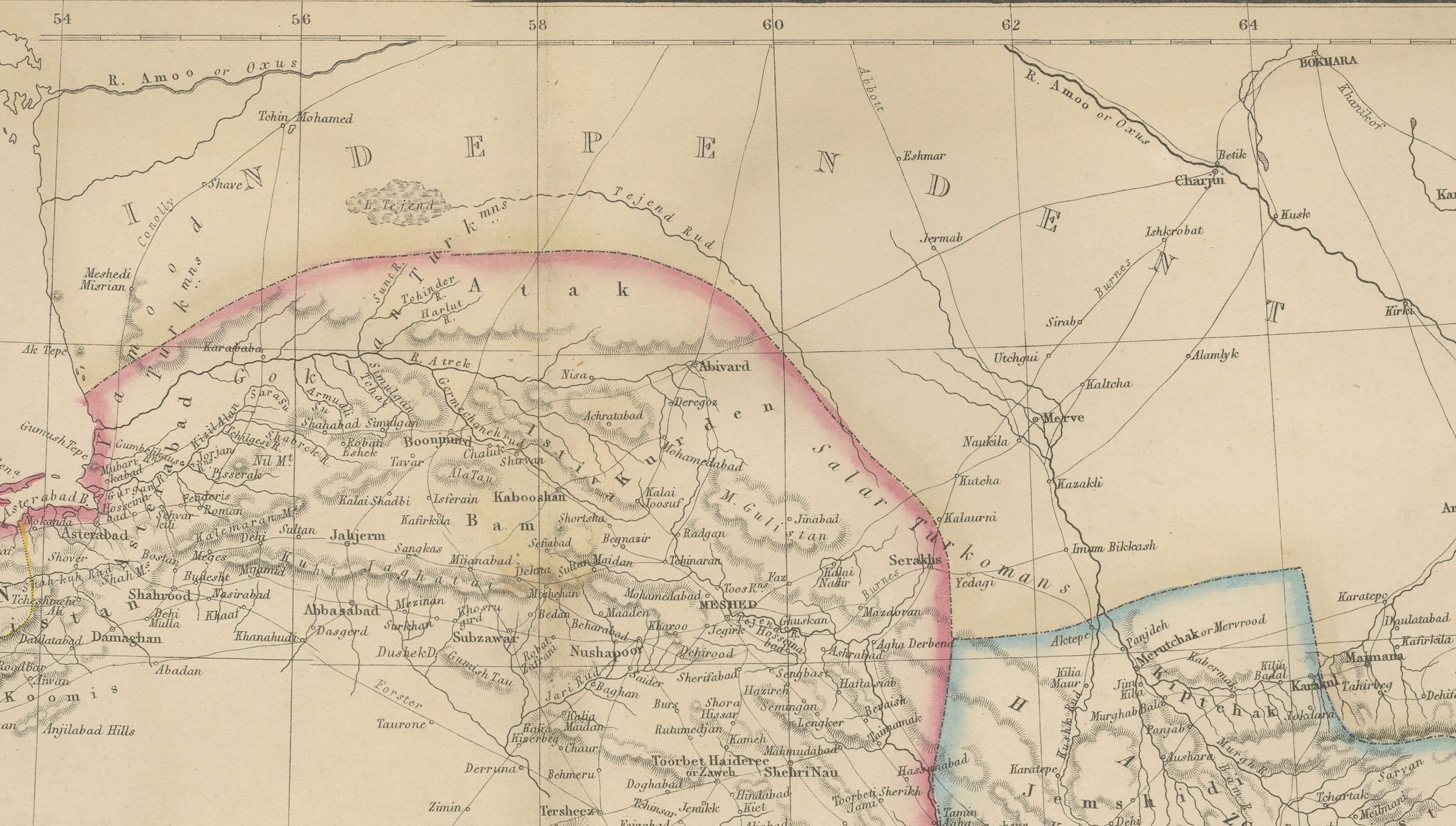 Persia, Afghanistan and Beloochistan, Antique Map of Iran Region, Blackie 1860