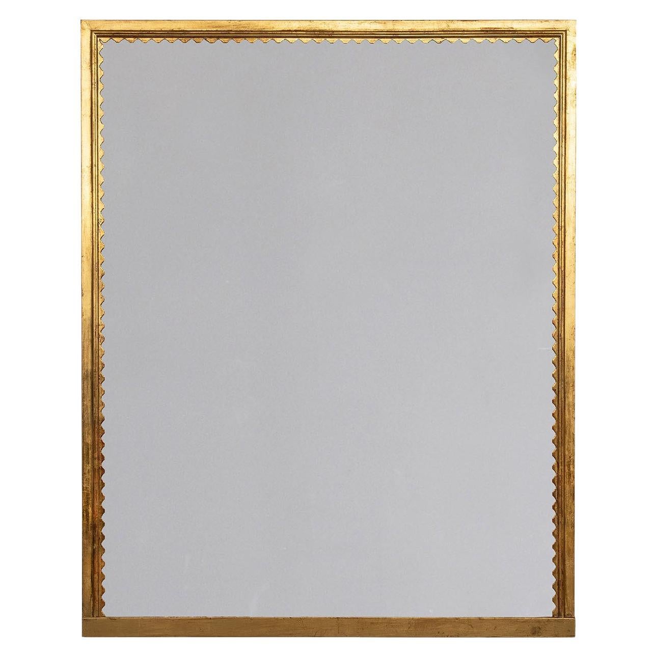 Persia Geometric-Style Gold-Leaf Wooden Wall Mirror by Spini Firenze