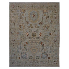 Persia Sultanabad Wool 8x10 Ivory, Tan, Green & Red Handmade Area Rug