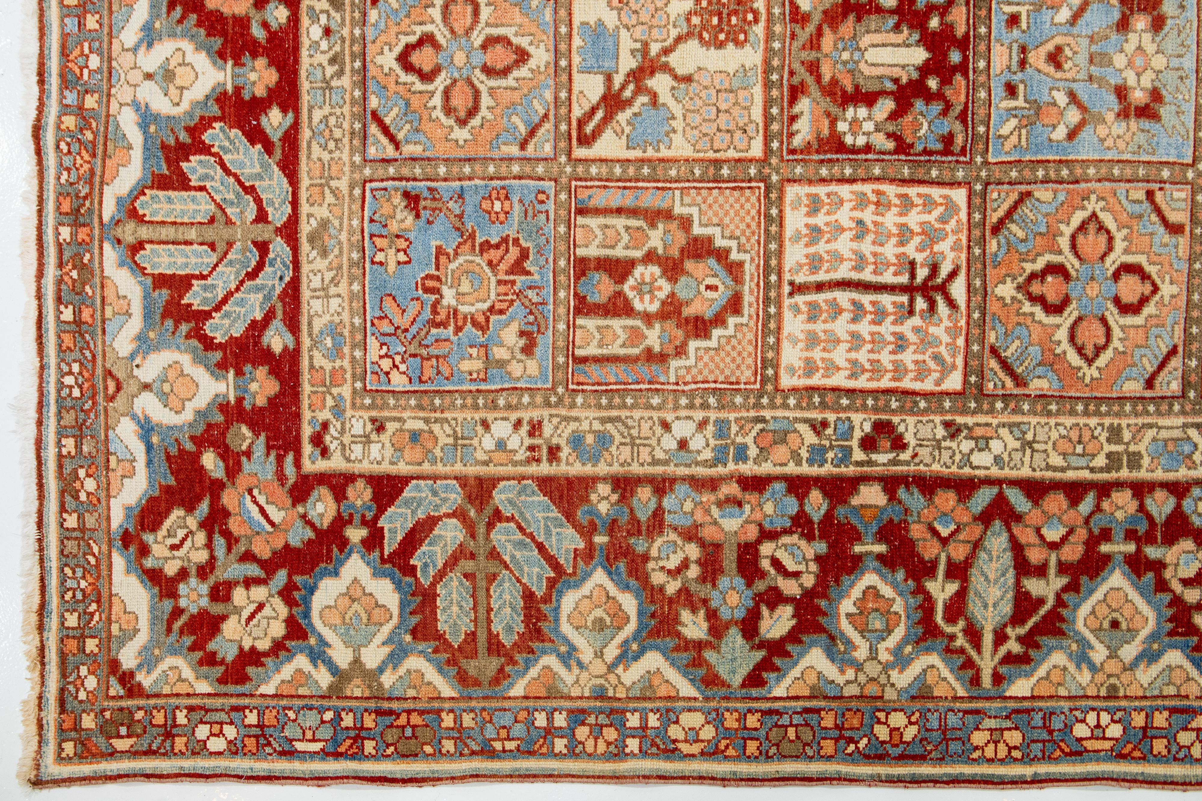20th Century Persian 1920s Bakhtiari Multicolor Wool Rug With Allover Pattern For Sale