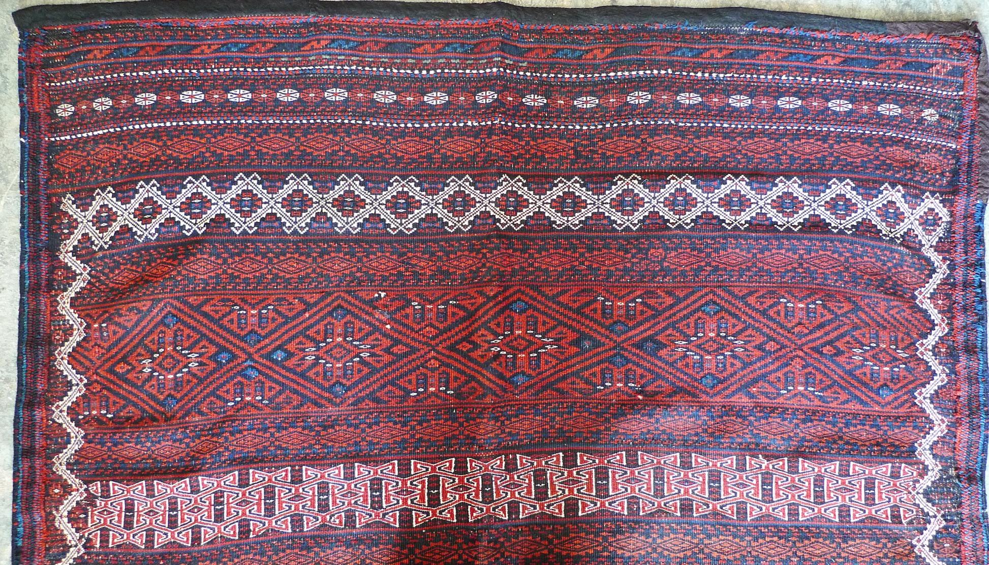 Persian 1940s Balochistan Soumak Flatweave Wool Rug For Sale 2