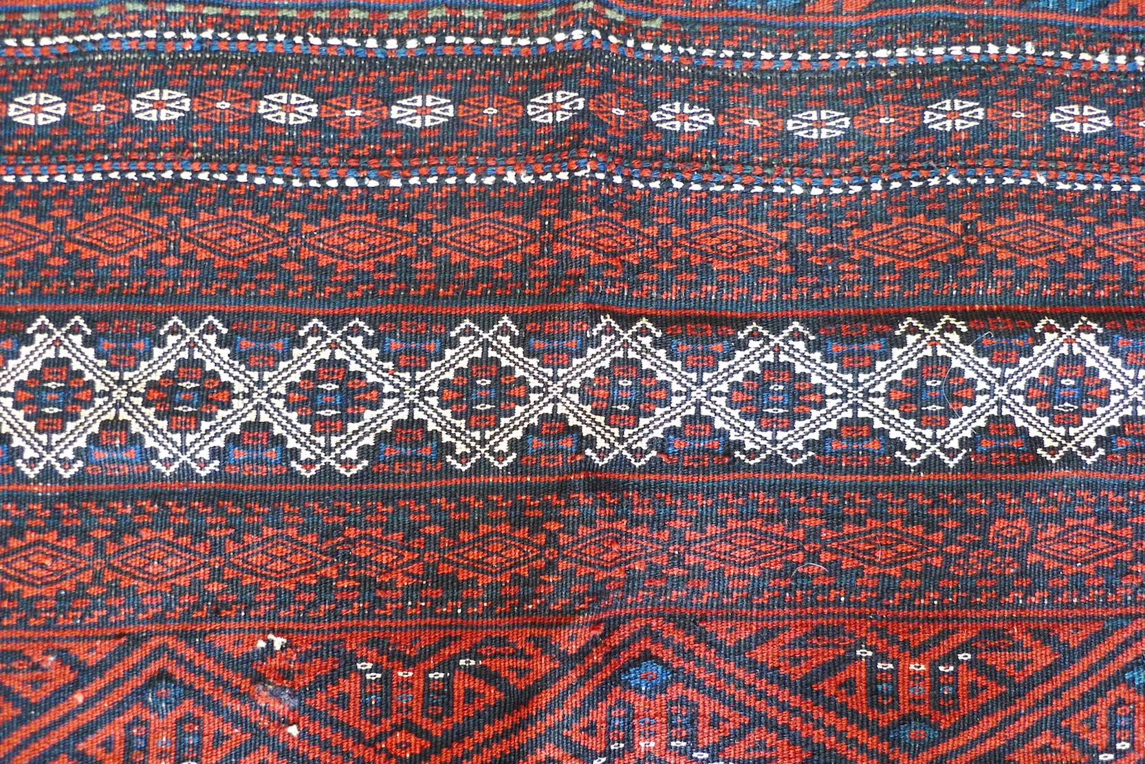 Persian 1940s Balochistan Soumak Flatweave Wool Rug For Sale 3