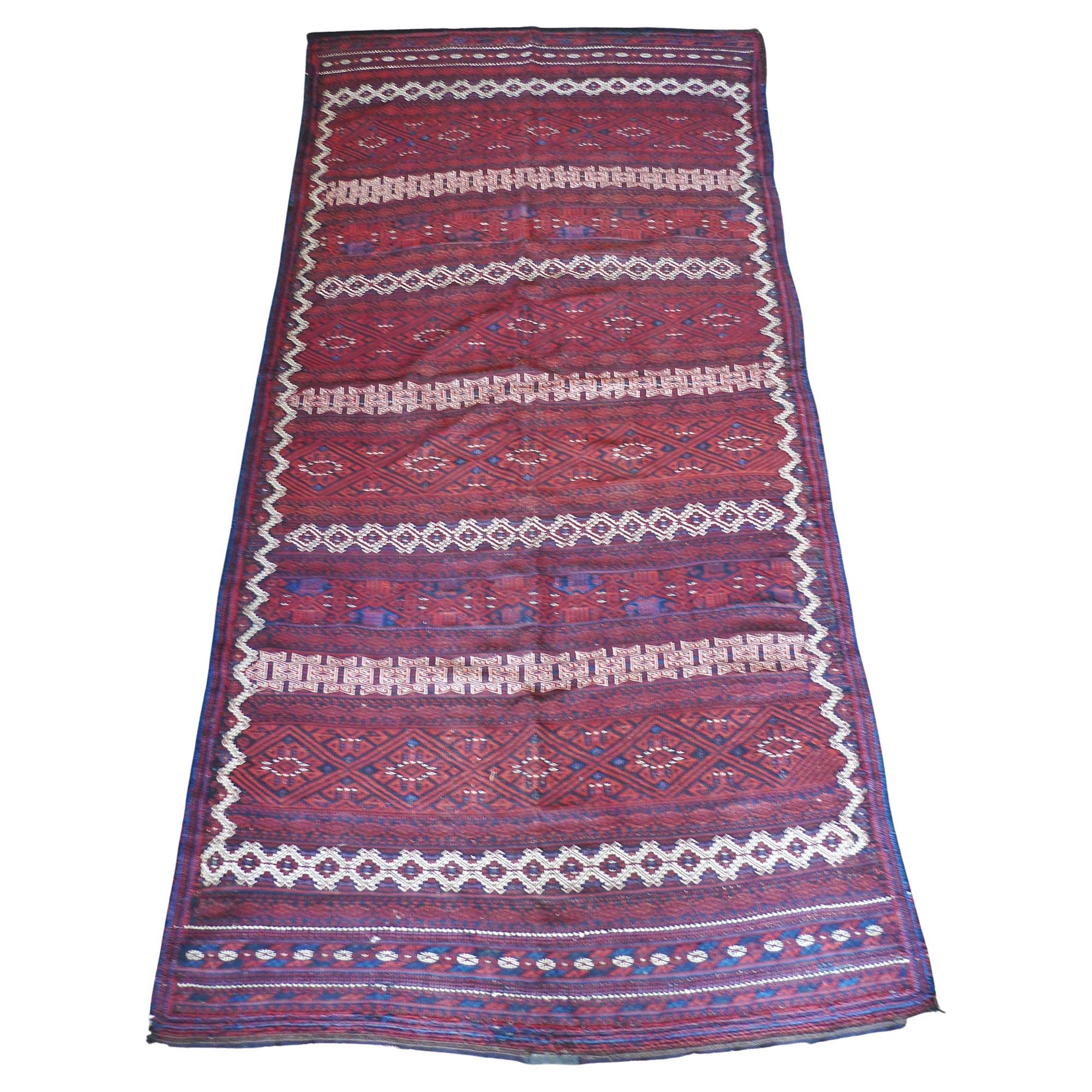 Persian 1940s Balochistan Soumak Flatweave Wool Rug For Sale