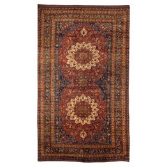 Persische Afshar Over Size Teppich CIRCA 1910 - Wolle Elfenbein Marineblau Rot Gelb 72315