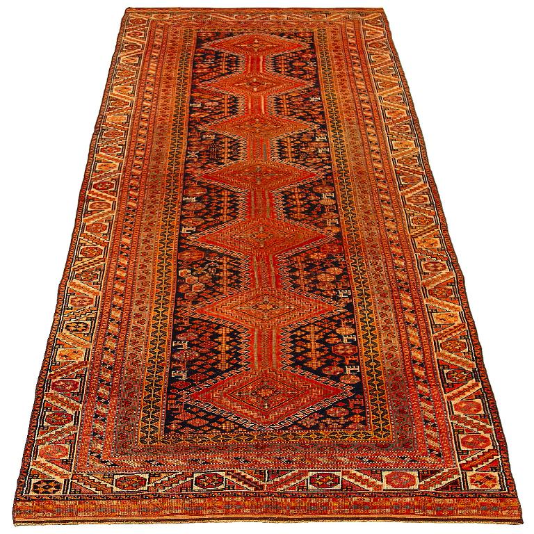 Iracheno Tappeto Persiano Afshar Runner - Lana Nero Rosso Giallo Design - 92706 in vendita