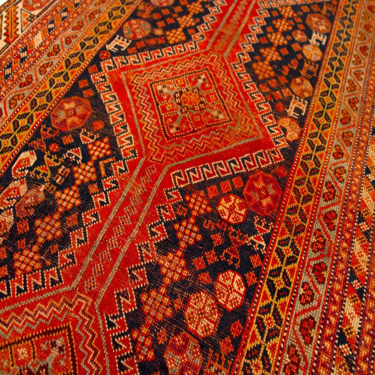 Tappeto Persiano Afshar Runner - Lana Nero Rosso Giallo Design - 92706 In condizioni ottime in vendita a Dallas, TX