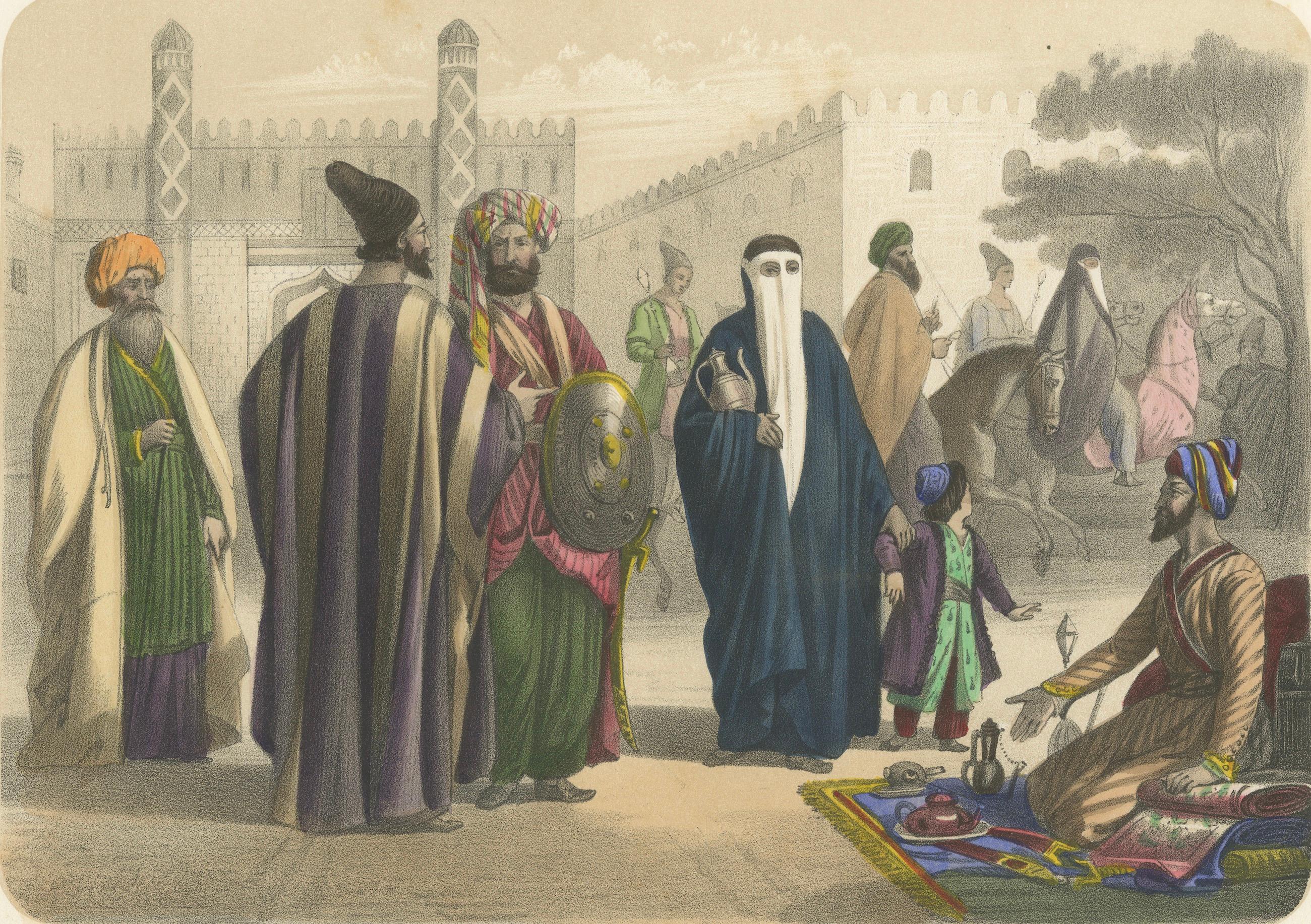 Persian and Armenian Figures – Asia Minor and Khorasan Costumes, c.1845 Francés en venta