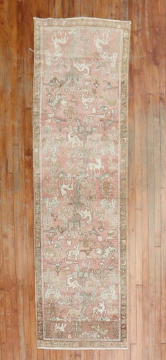 Zabihi Collection Persian Animal Pictorial Pink Color Runner