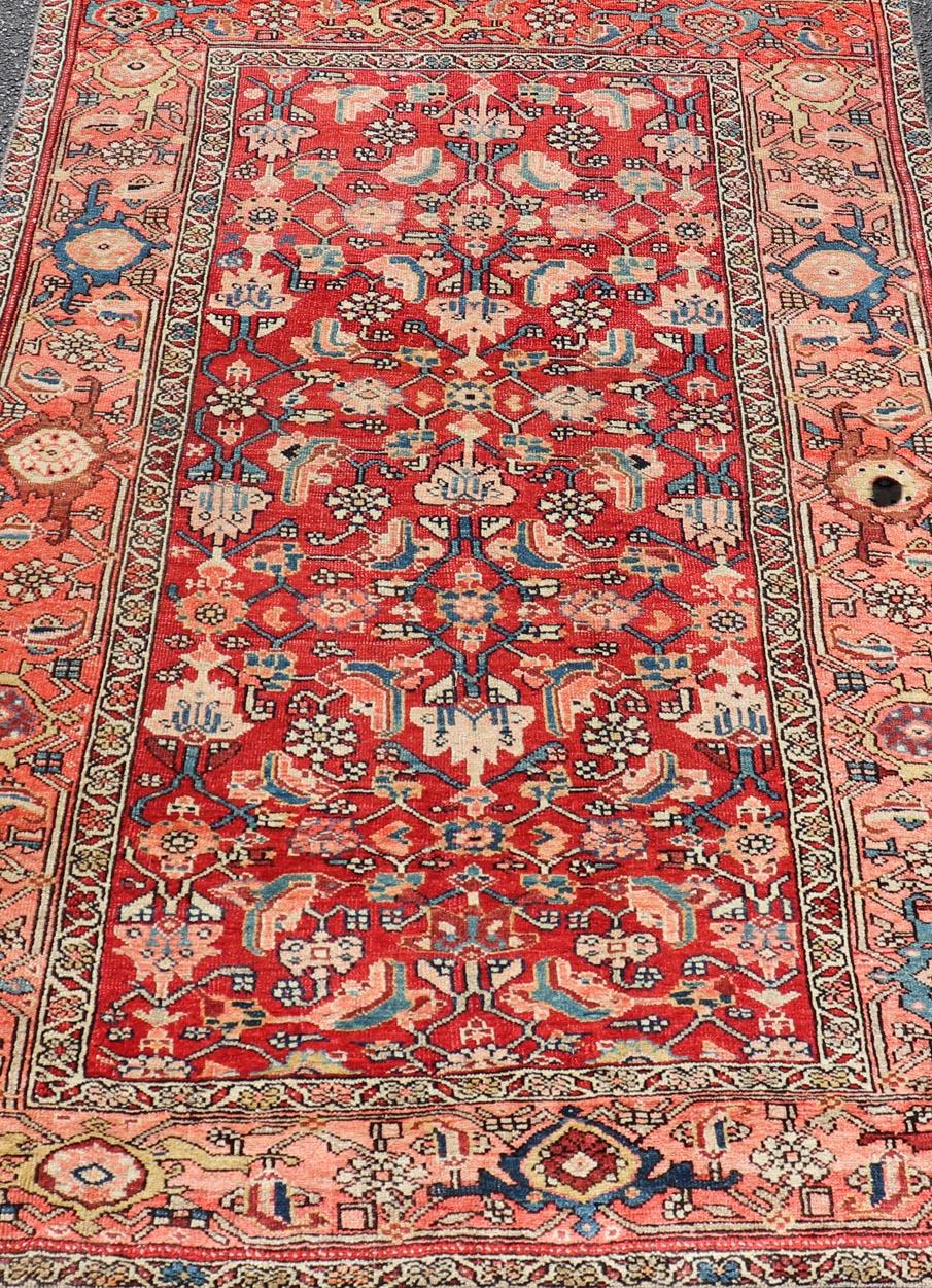 Tapis persan ancien Malayer avec un motif géométrique coloré sur toute sa surface en rouge en vente 3